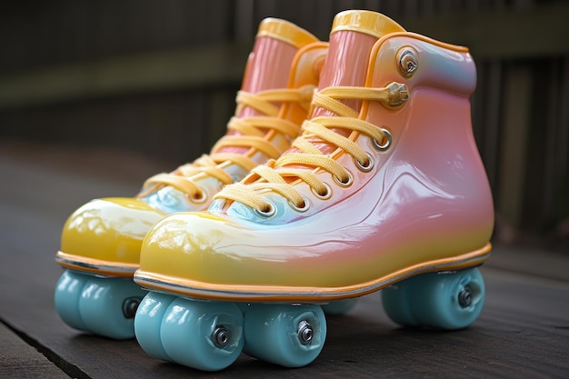 Pastel Roller Skates with a Rainbow Sheen