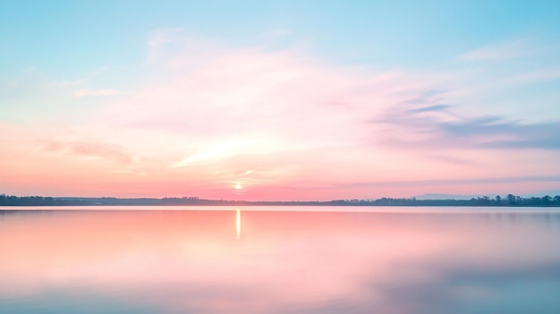 Photo pastel sunset over calm lake