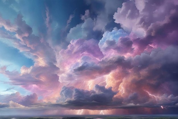 Pastel Thunderstorm Sky Fantasy Thunderstorm Sky Wallpaper Dreamy Pastel Thunderstorm AI Generative