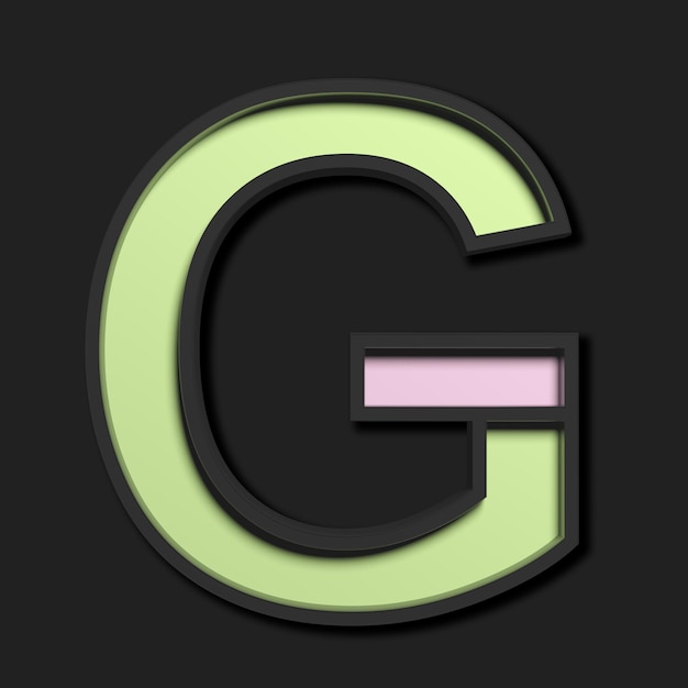 Pastel uppercase letter G on black background