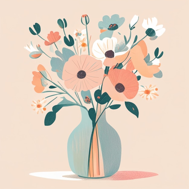 pastel vase and flowers