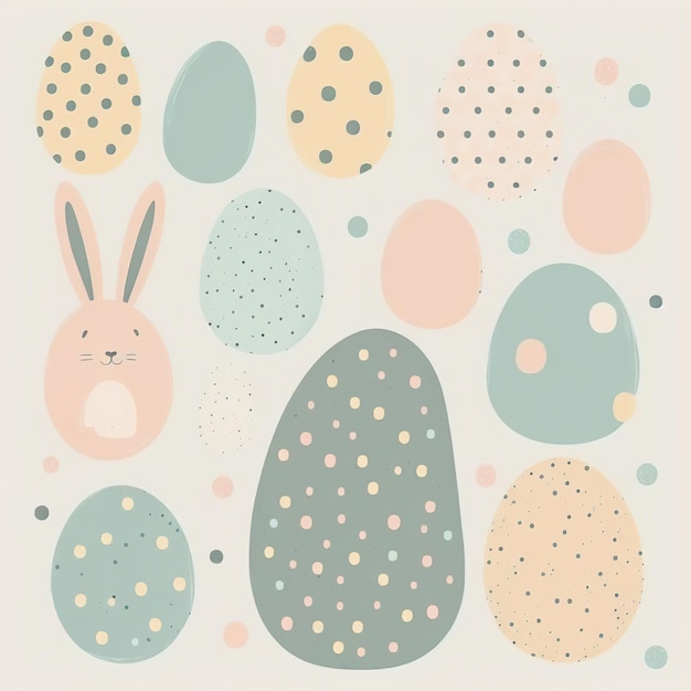 A pastel wallpaper with a bunny and eggs.