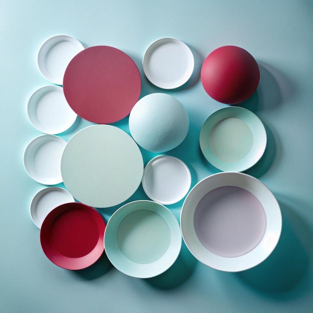 Photo pastel and white circle compositions