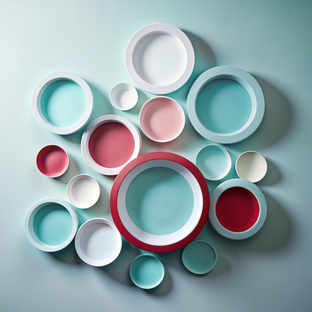 Photo pastel and white circle compositions