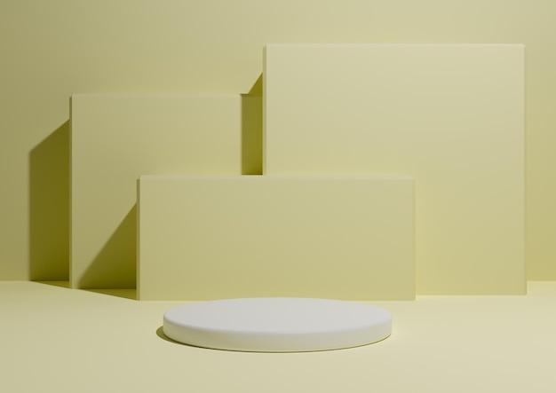 Pastel yellow 3D minimal product display composition backdrop podium stand square shape background