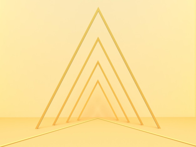 Pastel yellow triangle geometrical shape background Minimal banner Display for advertising 3D render