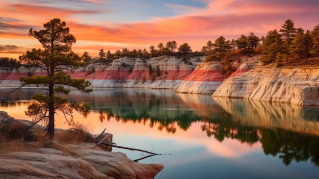 Pastelcolored Lake In Red Rocks Colorado