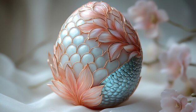 Photo pastelcolored mermaidinspired egg with fin details against a light background