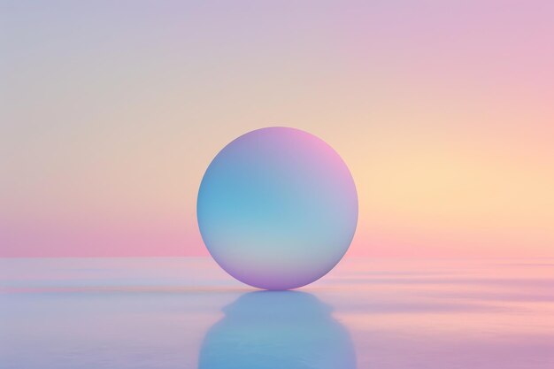 Photo a pastelcolored sphere floating on a matching pastelcolored ocean with a pastelcolored sky aiga