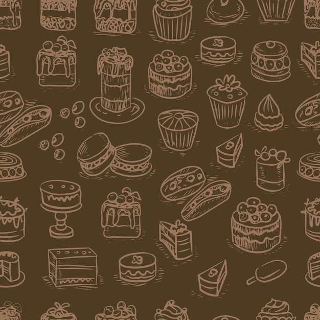 Pastries  cakes cupcakes graphics  engraving sketch hand drawn picture sweet food menu cooking dough...