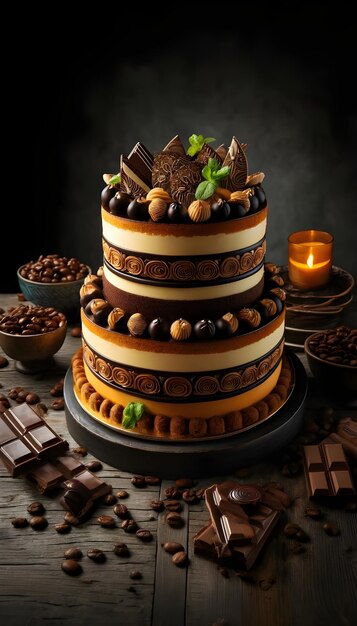 Pastries covered with chocolate against a dim backdrop