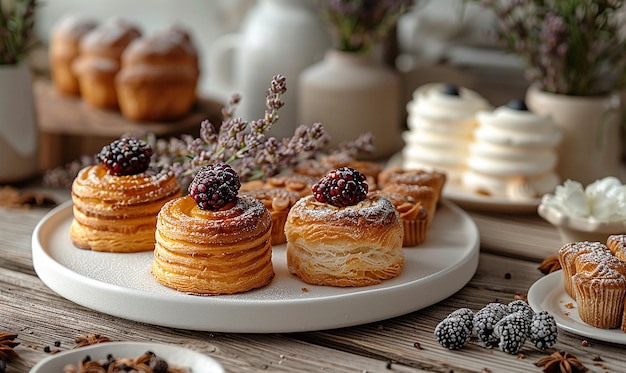 Photo pastries presented on a modern dessert platter