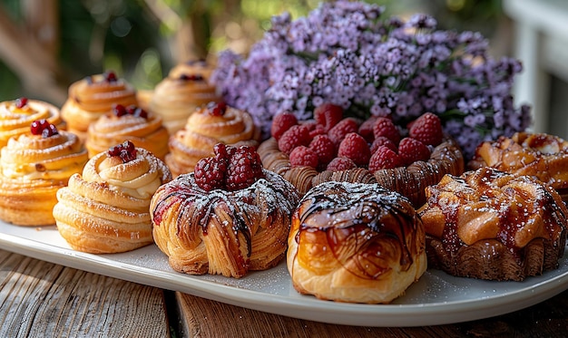 Photo pastries presented on a modern dessert platter