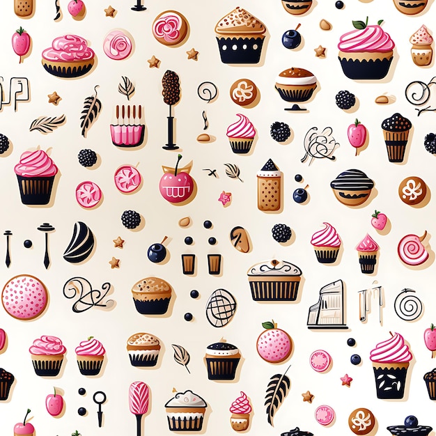 Pastry bakery cartoon seamless pattern