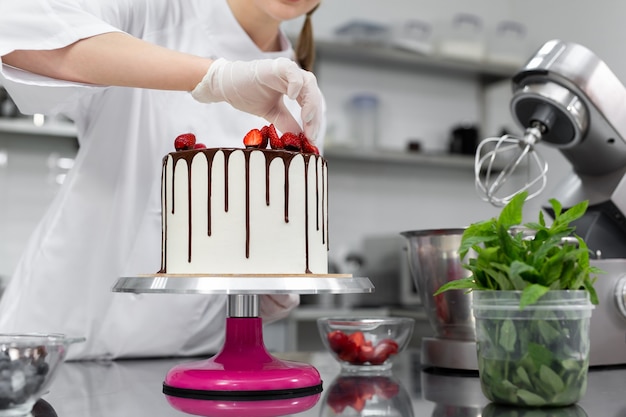 Pastry chef cooking in the kitchen