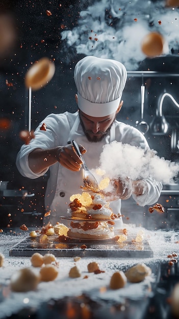 Pastry Chef Creating an AvantGarde Dessert