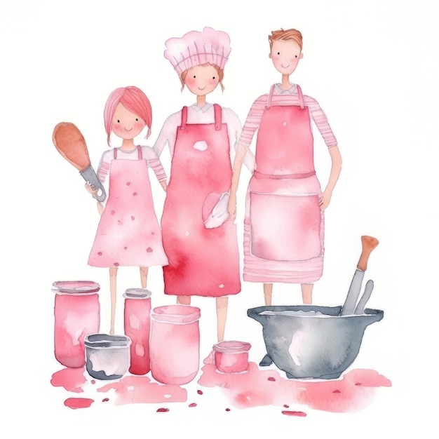 pastry cute family chefs illustration