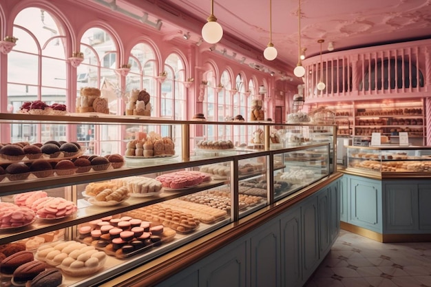 Photo pastry shop with a focus on french pastries and a pastry shop photos710jpg