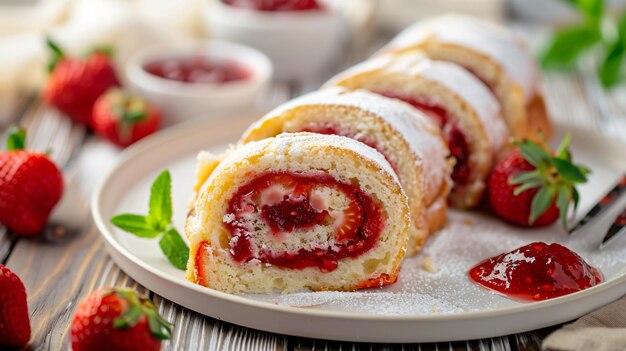 Photo a pastry with a strawberry jam on it is on a plate