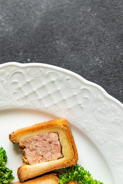 pate croute meat in dough pork beef chicken french food fresh healthy meal food snack diet