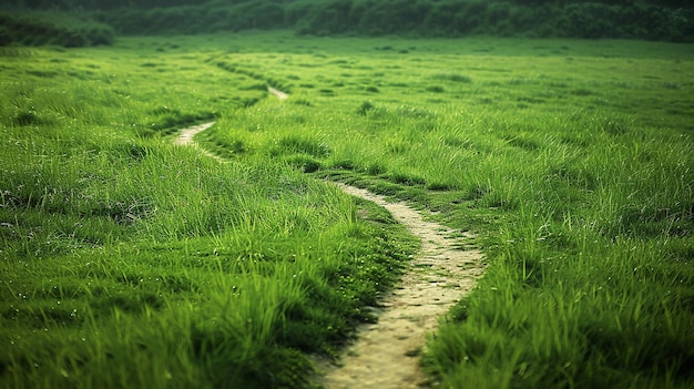 a path through a field that has a path through it