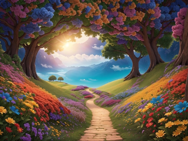 a path through the flowers