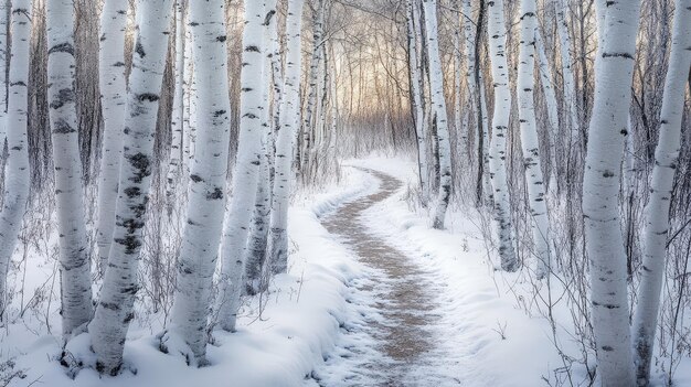 Photo a path through the snow covered trees