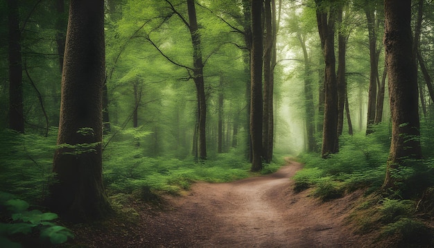 a path through the woods with a path through it