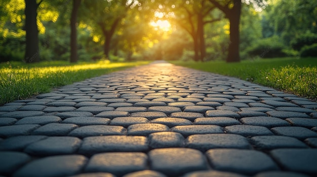 Photo a path with stones and a path in the park