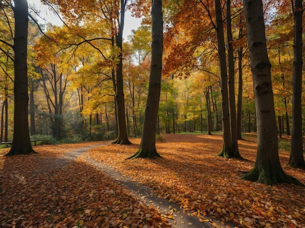 a path in the woods with a path leading to a path that leads to a forest