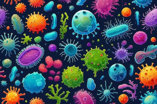 Pathogen microorganisms colorful background