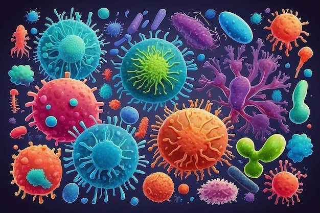 Pathogen microorganisms colorful background