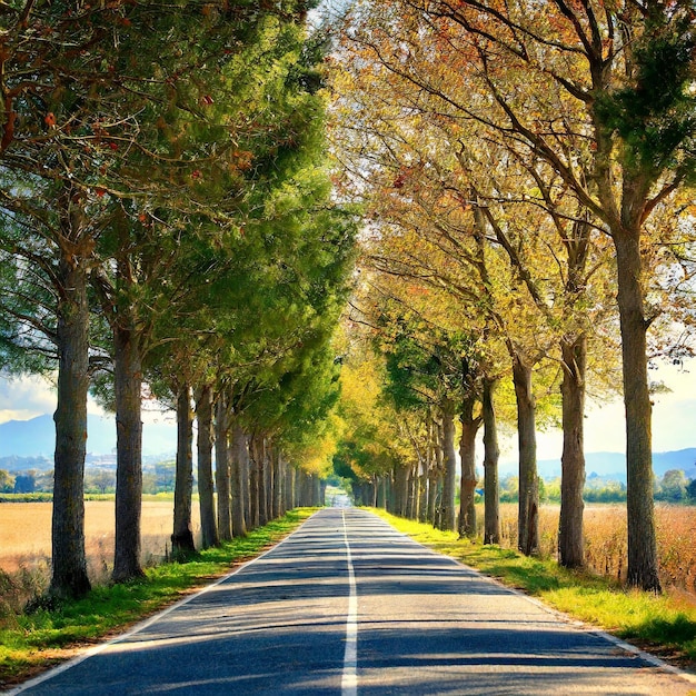 Photo a pathway bordered by trees