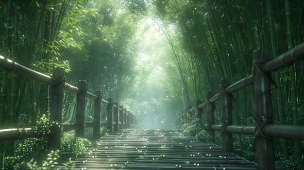 A Pathway through Bamboo Forest HighResolution Image Depicting the Serene Backpacking Experience i