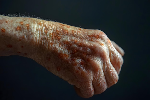 Patient hand with Monkey Pox Monkeypox a new and dangerous disease spreading globally Painful symptoms experienced by Monkeypox patients Monkeypox hand