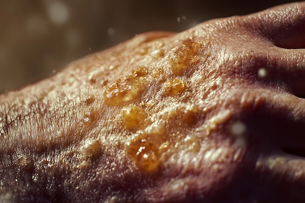 Photo patient hand with monkey pox monkeypox a new and dangerous disease spreading globally painful symptoms experienced by monkeypox patients monkeypox hand