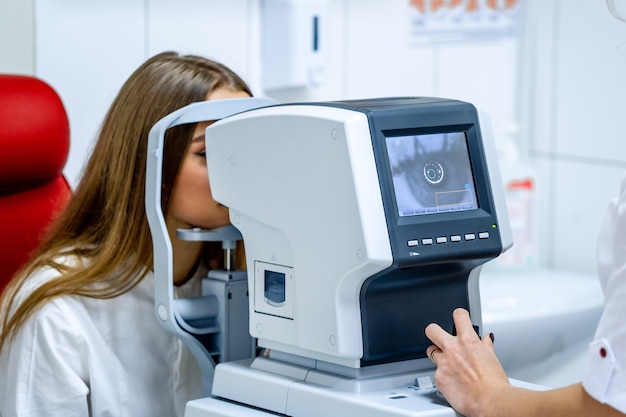 Patient in ophthalmology clinic during the study of computer vision defects