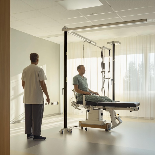 Patient receiving physical therapy in a rehabilitation room4