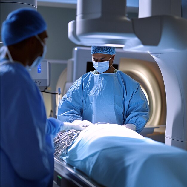 Photo a patient undergoing an interventional radiology procedure such as a biopsy or catheter placement