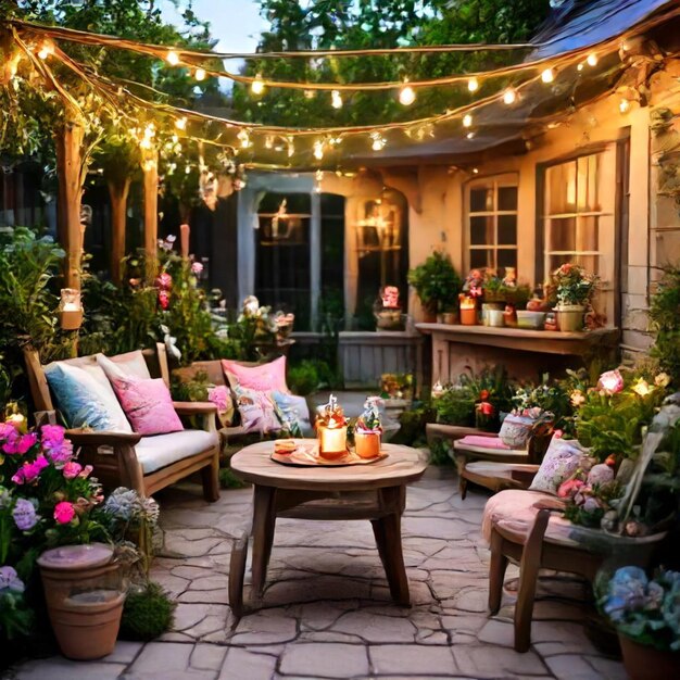 a patio with a porch with a porch with a porch light