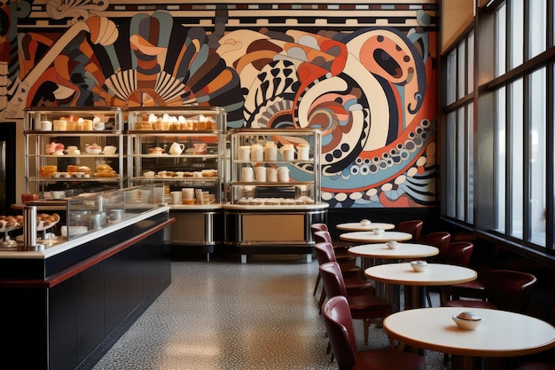 Patisserie with murals and mosaics