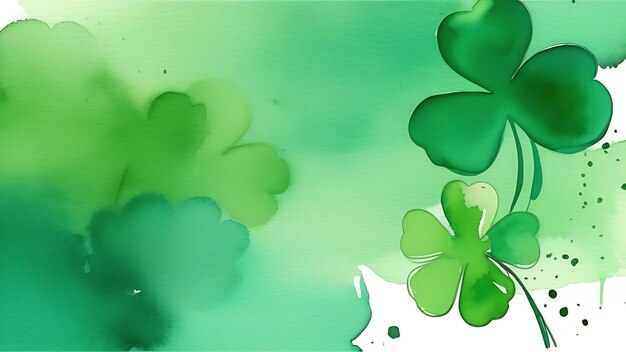 Patrick s day green Irish holiday background with shamrock leaf watercolor style