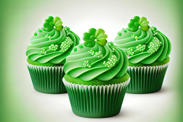 Patrick39s day cupcake of green delicious food Generative Ai