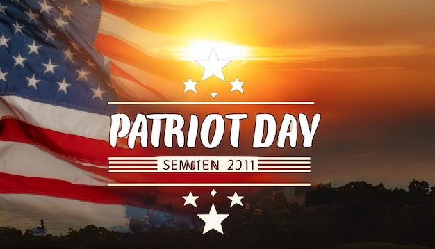 Photo patriot day 911 in the united states remembrance typography design