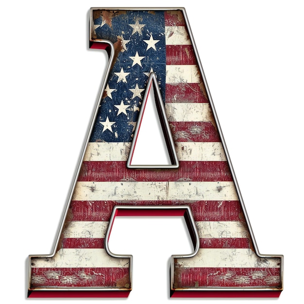 Patriotic Alphabet Distressed American Flag Letter A USA Symbol