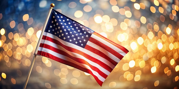 Patriotic American Flag Bokeh Background for Independence Day Celebrations