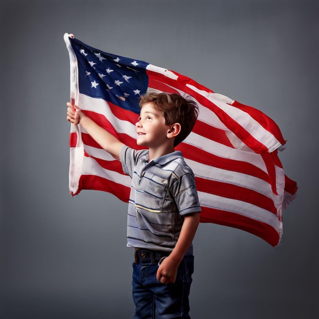 Patriotic boy with American Flag