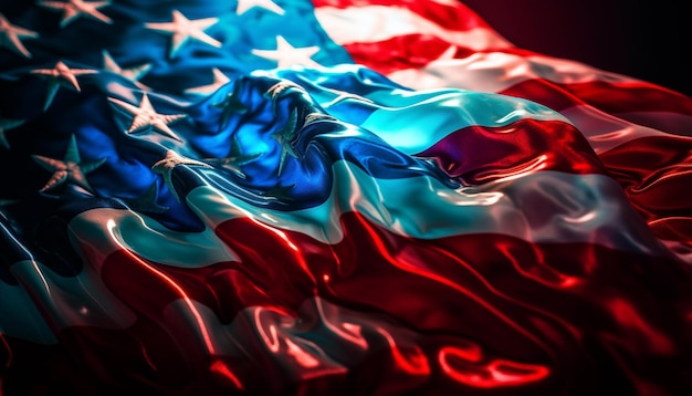 Photo patriotic celebration american flag waves in abstract pattern generated by ai