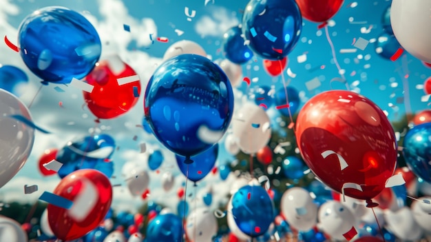 Patriotic celebration balloons and confetti Memorial Day