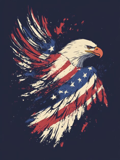 Photo patriotic eagle wings a symbol of freedom and independence tshirt design